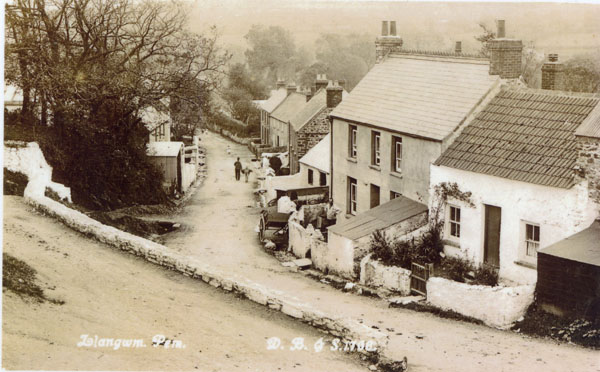 Undated photograph looking down Main Street Llangwm Pembrokeshire
